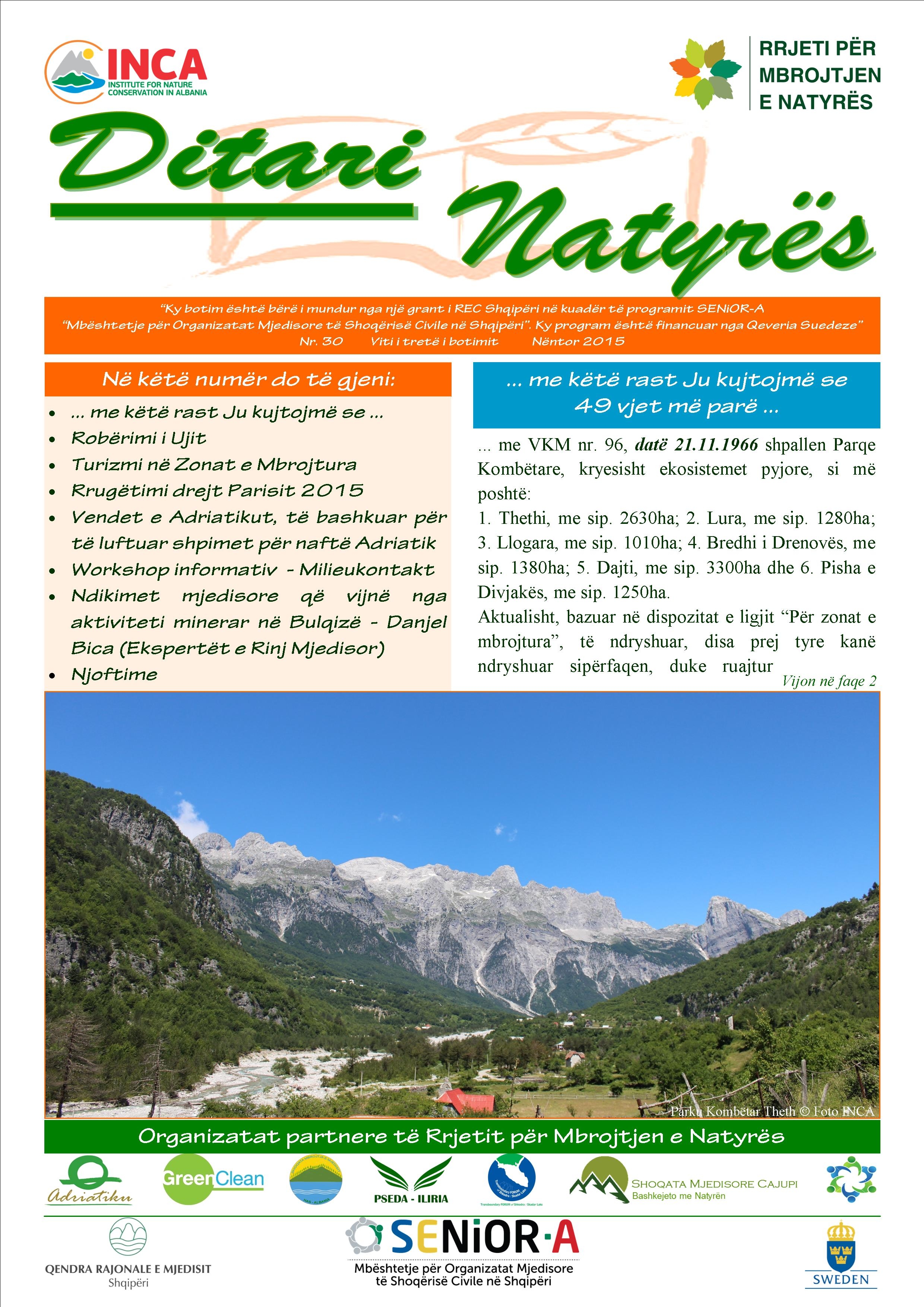 Ditari Natyrës Nr.30, Nëntor 2015